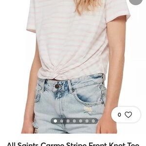 All Saints Pink and White Striped Knot Tee
